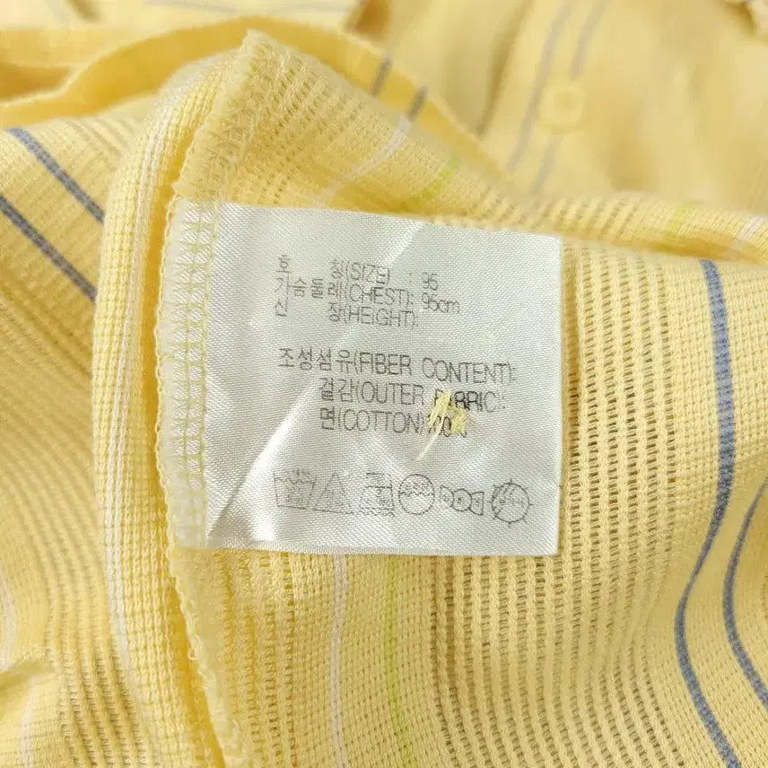 [BUNJANG] Nike Golf Yellow Multi-Color Striped Swoosh Logo Half Button Shirt / 나이키 골프 00s 옐로우톤 멀티컬러 스트라이프패턴 스우시 로고 하프버튼