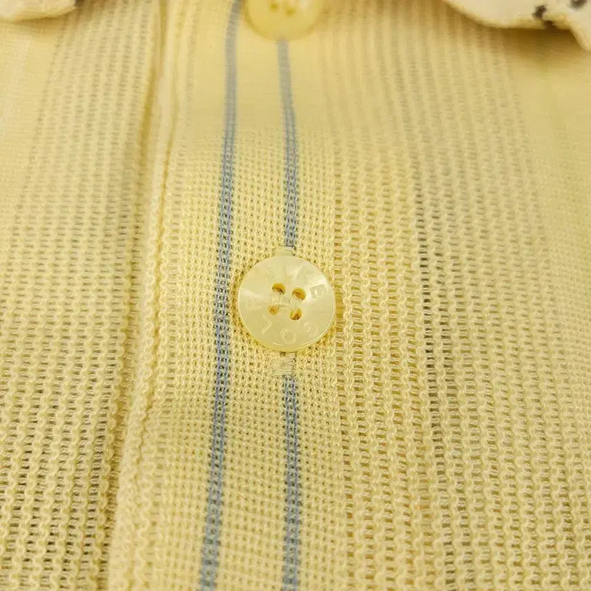 [BUNJANG] Nike Golf Yellow Multi-Color Striped Swoosh Logo Half Button Shirt / 나이키 골프 00s 옐로우톤 멀티컬러 스트라이프패턴 스우시 로고 하프버튼