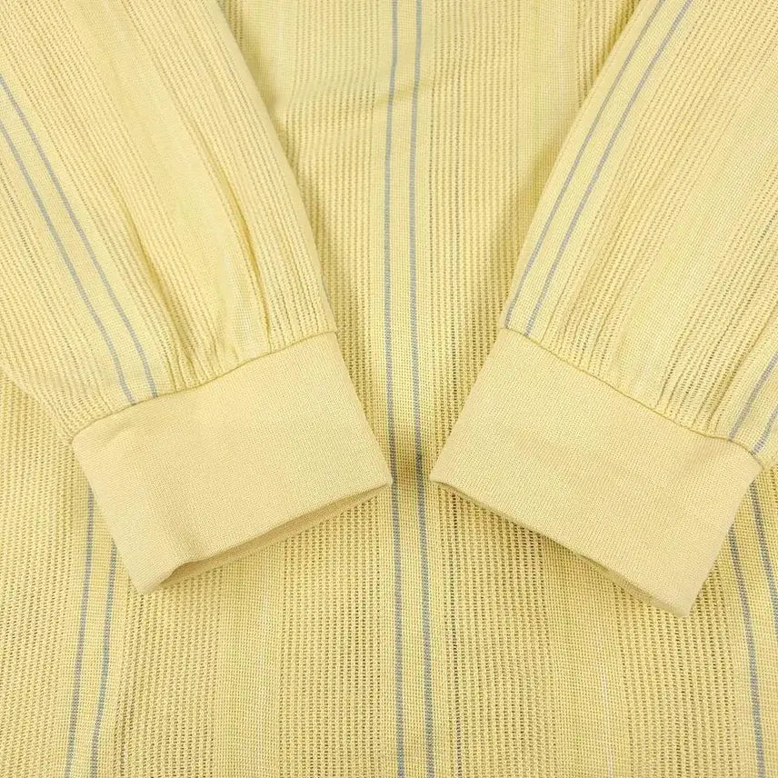 [BUNJANG] Nike Golf Yellow Multi-Color Striped Swoosh Logo Half Button Shirt / 나이키 골프 00s 옐로우톤 멀티컬러 스트라이프패턴 스우시 로고 하프버튼