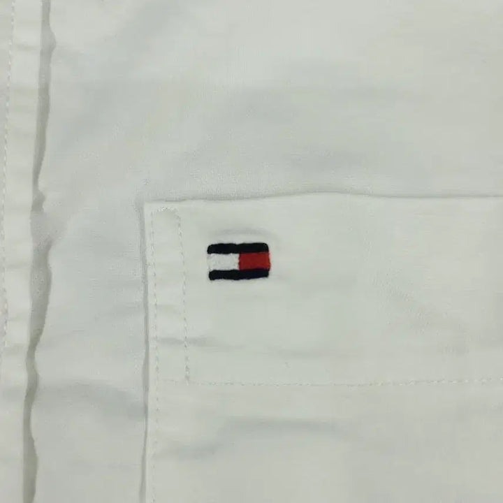 [BUNJANG] Tommy Hilfiger Slim Fit Cotton Blend Button-Down Shirt / 타미힐피거 화이트 체스트포켓 버튼다운 슬림핏 코튼블렌드 남방 셔츠 S