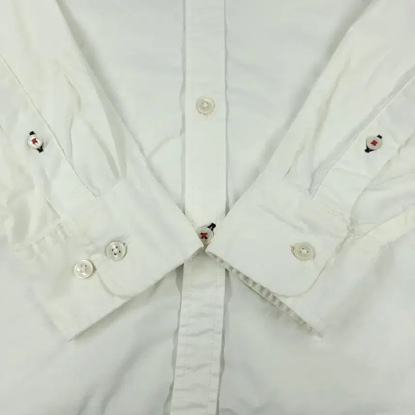 [BUNJANG] Tommy Hilfiger Slim Fit Cotton Blend Button-Down Shirt / 타미힐피거 화이트 체스트포켓 버튼다운 슬림핏 코튼블렌드 남방 셔츠 S