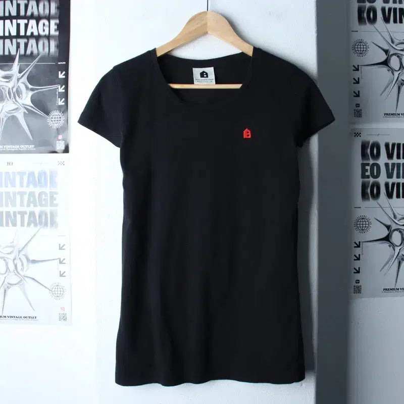 [BUNJANG] Beanpole Slim Fit Black T-Shirt / W(M-L) 빈폴 반팔 티셔츠 슬림핏 블랙 놈코어-184F3