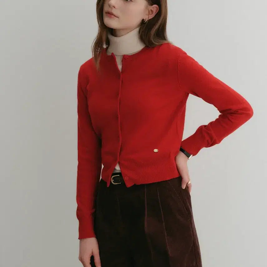 [SOLD OUT] 룩캐스트 힌스 캐시 라운드 가디건 레드 S
