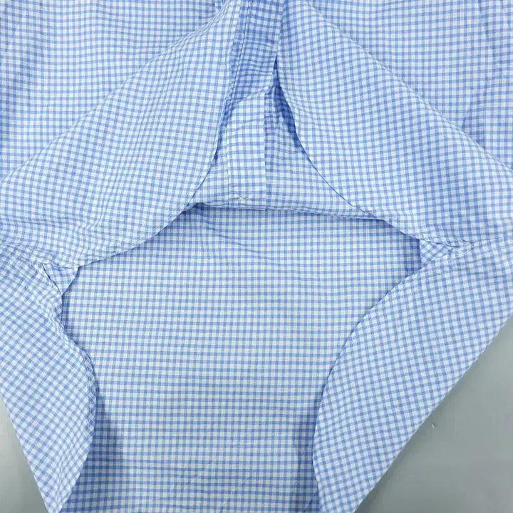 [BUNJANG] Polo Ralph Lauren Gingham Check Custom Fit Shirt / 폴로랄프로렌 화이트 라이트블루 배색 깅엄체크 블루포니 커스텀핏 컷어웨이