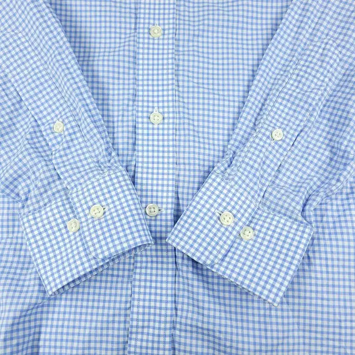 [BUNJANG] Polo Ralph Lauren Gingham Check Custom Fit Shirt / 폴로랄프로렌 화이트 라이트블루 배색 깅엄체크 블루포니 커스텀핏 컷어웨이
