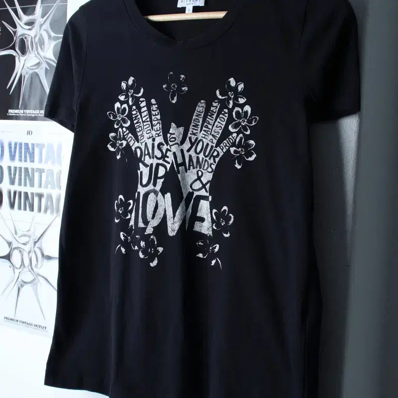 [BUNJANG] W(M) Claudie Pierlot Big Print T-shirt / W(M) 클라우디아 피에를로트 반팔 티셔츠 빅프린팅 블랙-184F5