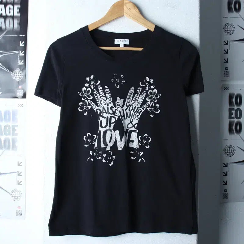 [BUNJANG] W(M) Claudie Pierlot Big Print T-shirt / W(M) 클라우디아 피에를로트 반팔 티셔츠 빅프린팅 블랙-184F5
