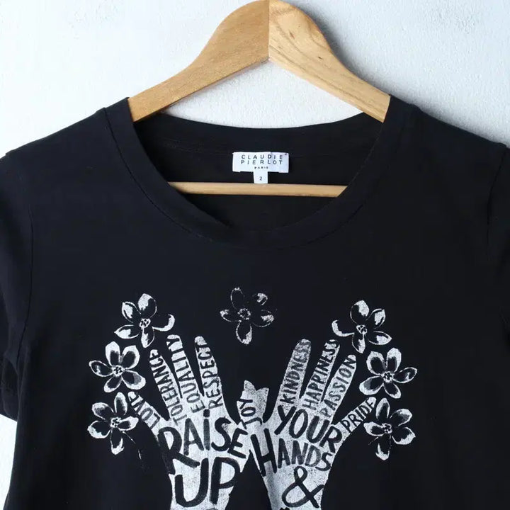 [BUNJANG] W(M) Claudie Pierlot Big Print T-shirt / W(M) 클라우디아 피에를로트 반팔 티셔츠 빅프린팅 블랙-184F5