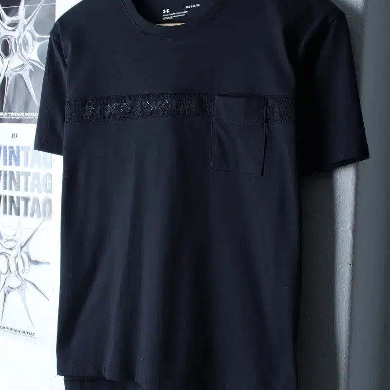 [BUNJANG] Under Armour Semi-Crop Lettering T-Shirt / W(M-L) 언더아머 반팔 티셔츠 세미크롭 레터링 블랙-184F7