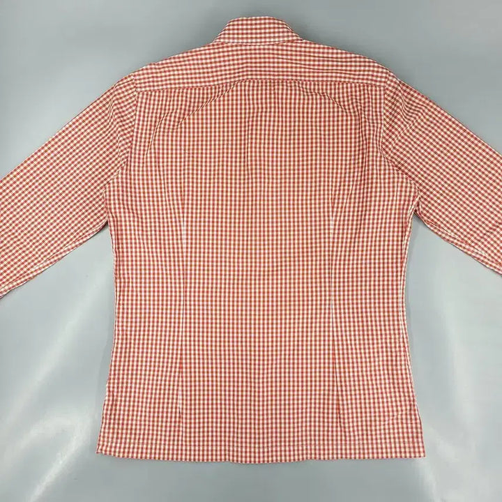 [BUNJANG] Lacoste Gingham Check Button-Down Cotton Shirt / 라코스테 화이트 레드 배색 깅엄체크 크록로고 버튼다운 코튼 남방 셔츠 M