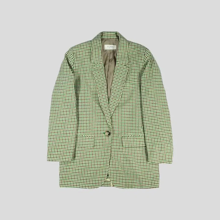 [SOLD OUT] TIME 타임 한섬 그린 베이지 브라운 배색 건클럽 체크패턴 체스트포켓