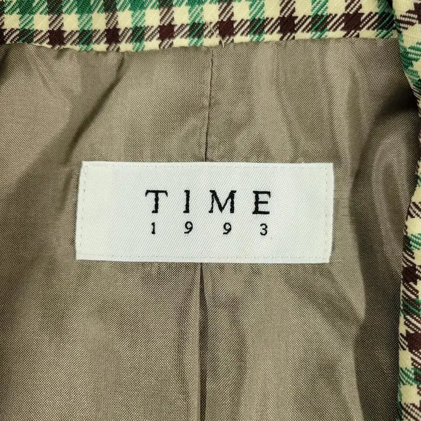 [SOLD OUT] TIME 타임 한섬 그린 베이지 브라운 배색 건클럽 체크패턴 체스트포켓