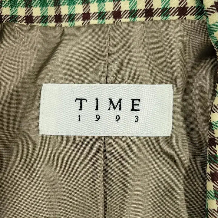 [SOLD OUT] TIME 타임 한섬 그린 베이지 브라운 배색 건클럽 체크패턴 체스트포켓