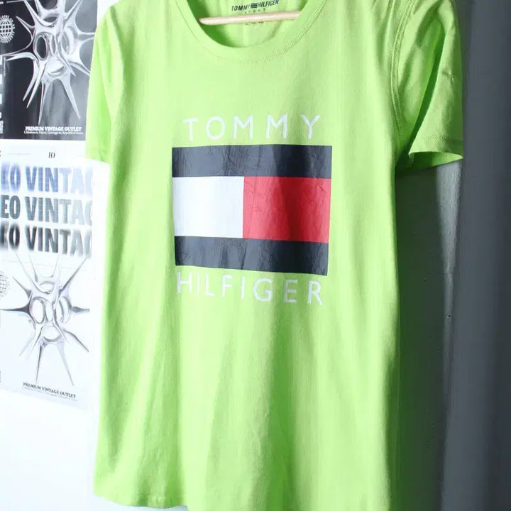 [BUNJANG] Tommy Hilfiger Big Logo Short Sleeve T-Shirt / W(XL-2XL) 타미힐피거 반팔 티셔츠 수선 빅로고 연그린-184FB