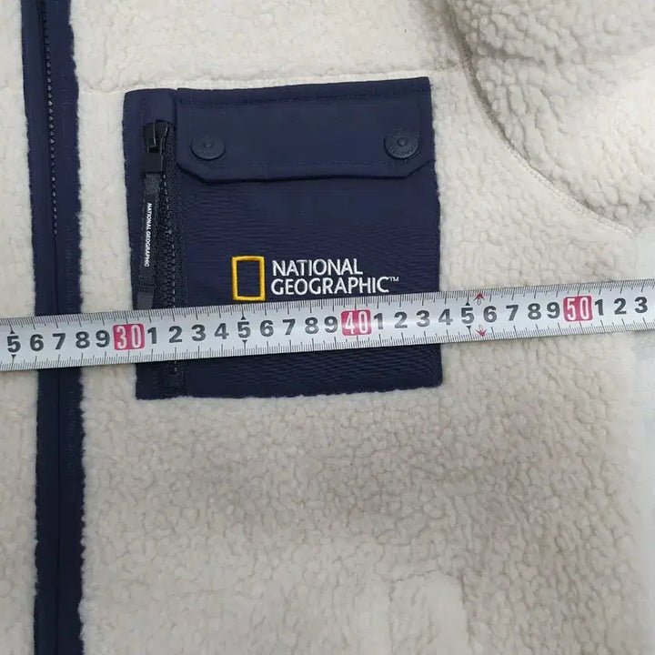 [BUNJANG] National Geographic Fleece Shearling Jacket Ivory (S) / 내셔널지오그래픽 후리스 뽀글이 양털 자켓 아이보리 s