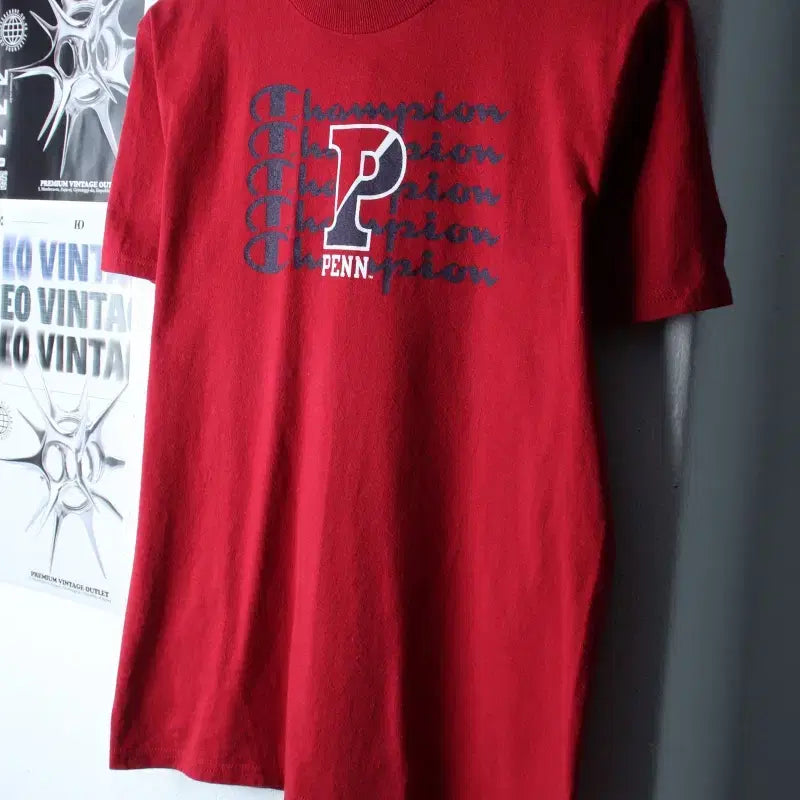 [BUNJANG] Champion Big Logo Burgundy T-shirt / W(S) 챔피온 반팔 티셔츠 빅로고 버건디 올드스쿨-184FF