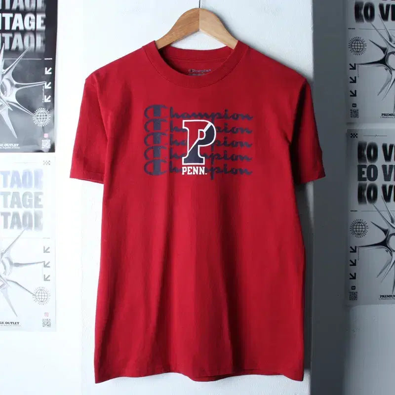 [BUNJANG] Champion Big Logo Burgundy T-shirt / W(S) 챔피온 반팔 티셔츠 빅로고 버건디 올드스쿨-184FF