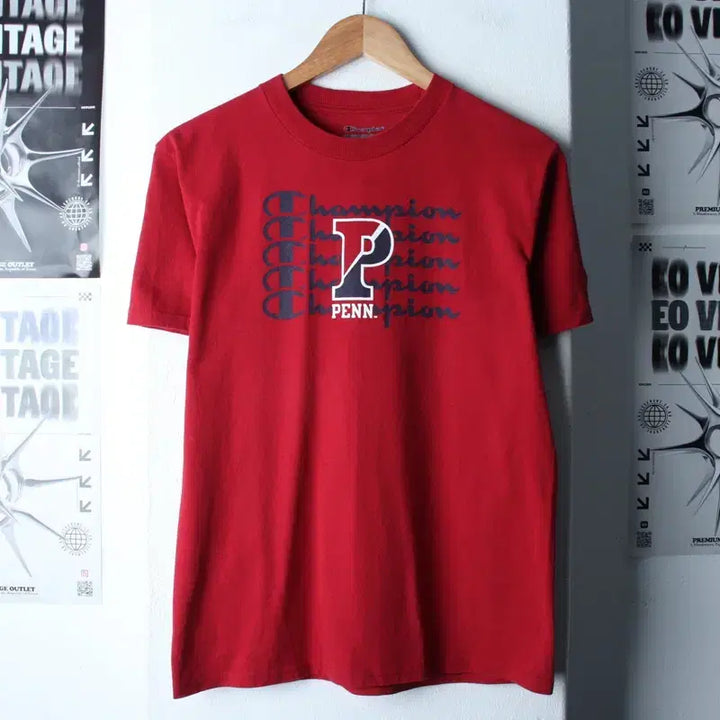 [BUNJANG] Champion Big Logo Burgundy T-shirt / W(S) 챔피온 반팔 티셔츠 빅로고 버건디 올드스쿨-184FF