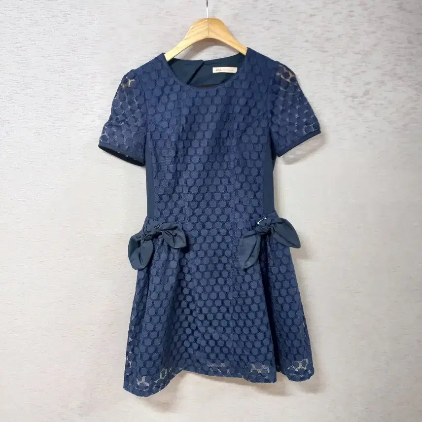 [BUNJANG] Jill Stuart Navy Lace Ribbon Dress / B4-24/질바이질스튜어트 리본장식 네이비 레이스 원피스 여성