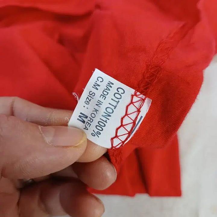 [BUNJANG] Red Solid Short-Sleeve T-Shirt (90-95 Size) / 빨간색 무지 반팔 티셔츠90~95사이즈여름