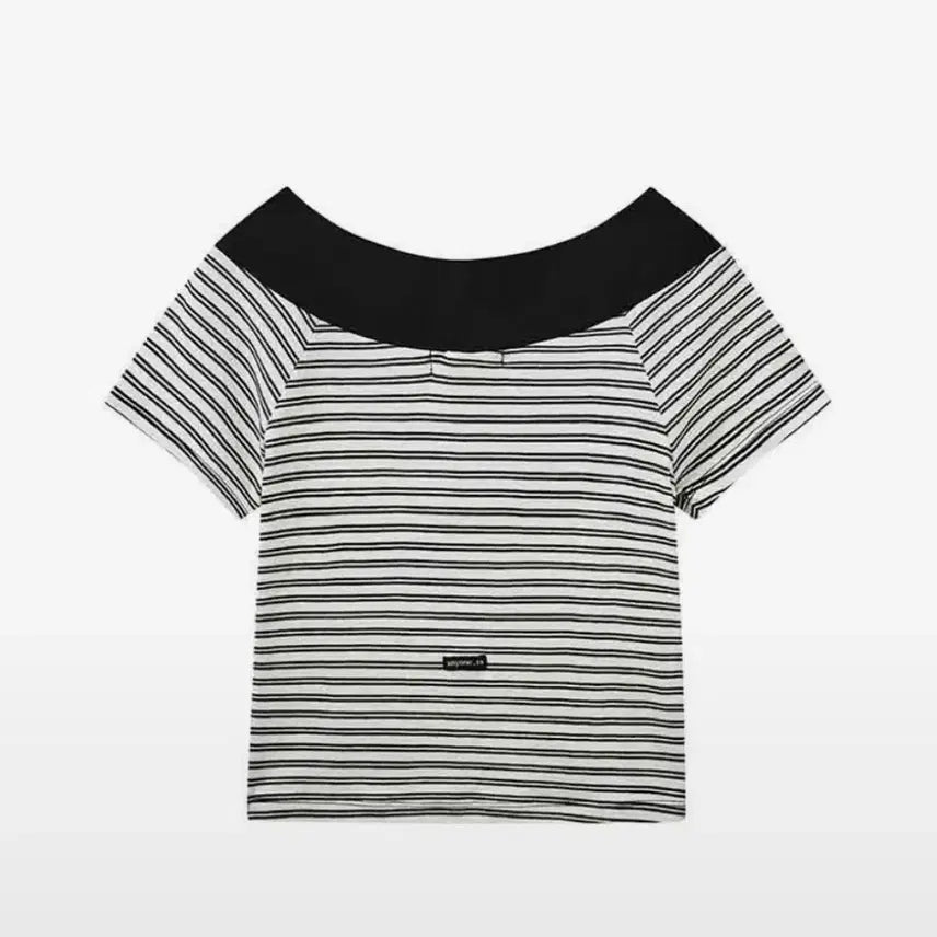 [BUNJANG] Rense Striped Off-Shoulder T-Shirt / 렌세 rense 스트라이프 오프숄더 티셔츠(새제품)