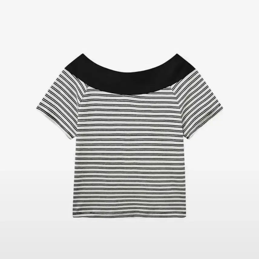 [BUNJANG] Rense Striped Off-Shoulder T-Shirt / 렌세 rense 스트라이프 오프숄더 티셔츠(새제품)