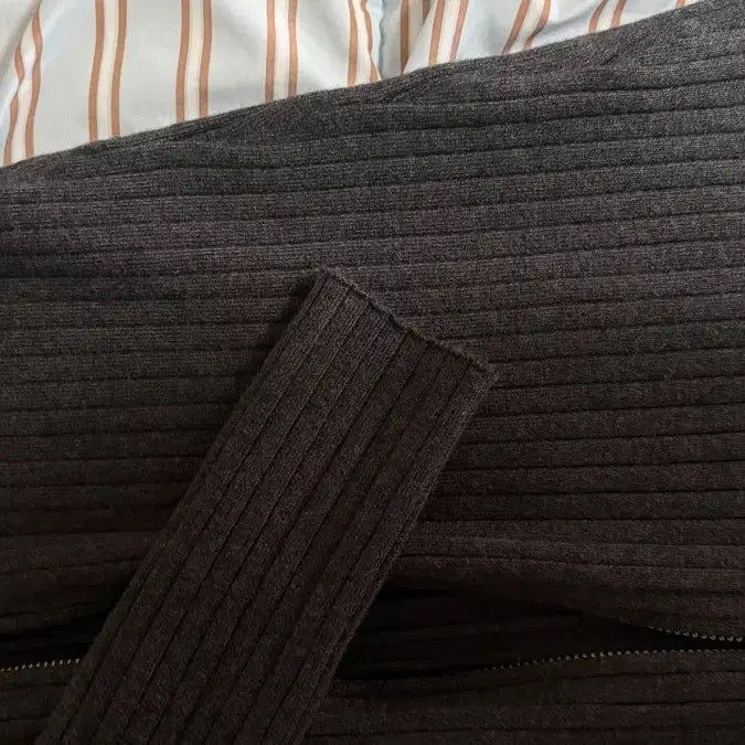 [BUNJANG] Two-Way Charcoal Knit Zip-Up / 투웨이 니트 집업