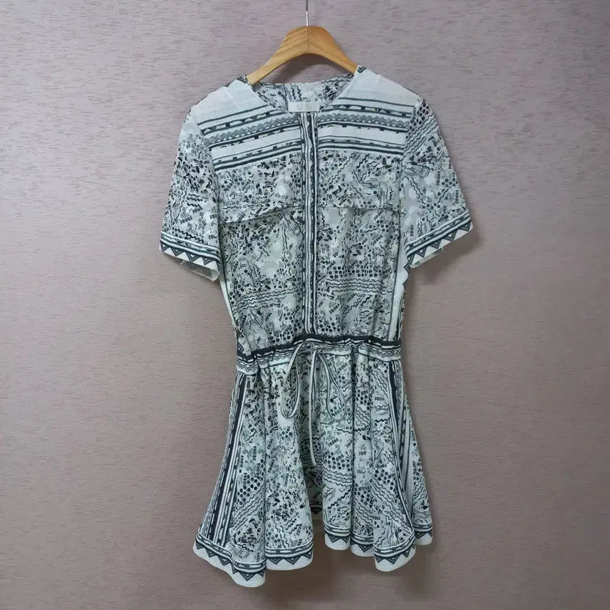 [BUNJANG] B4-24 SJ Pattern Dress / B4-24/시스템진SJ 허리끈조절 패턴 원피스 여성