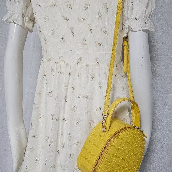 [BUNJANG] Ivory Lace Floral Print Dress / 아이보리 레이스 자크 안감 잔꽃 원피스... 반품 48 길이 90