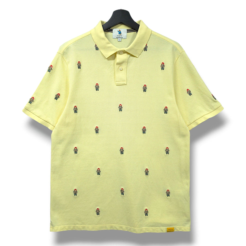 [BUNJANG] Hazzys Paddington Check Bear Embroidered Polo Shirt / [105] 헤지스 옐로우 패딩턴 체크베어 자수 PK 반팔 카라티셔츠