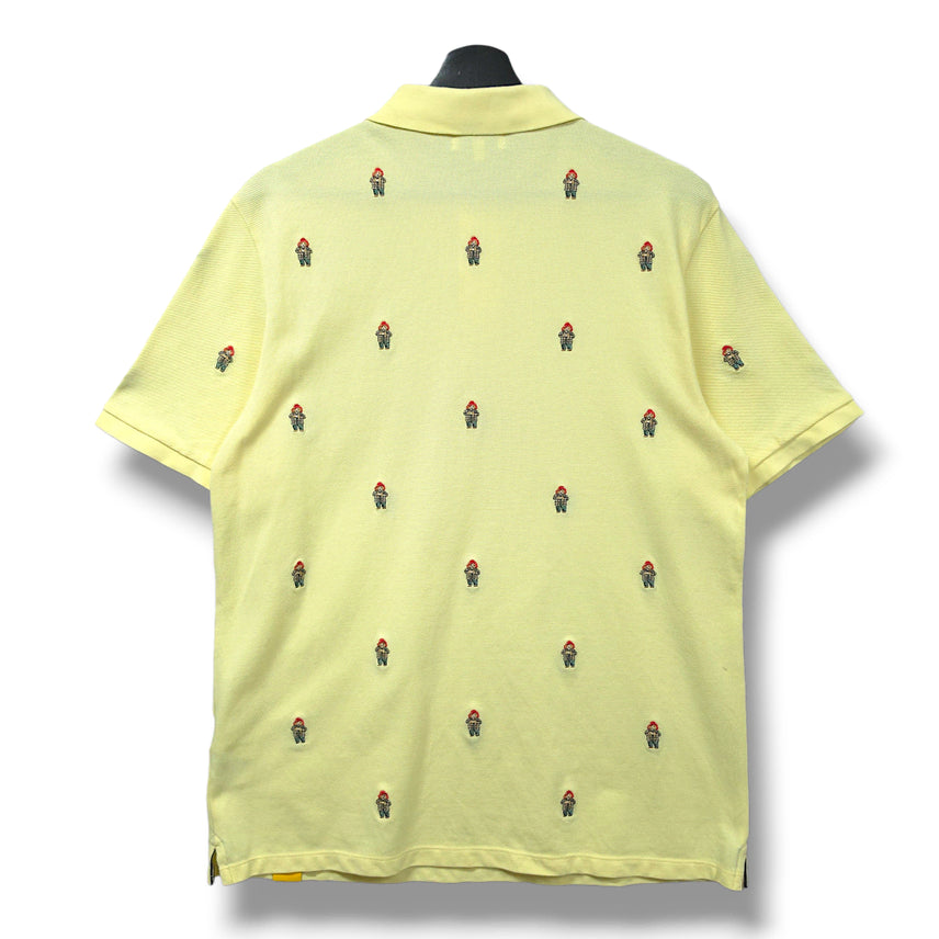[BUNJANG] Hazzys Paddington Check Bear Embroidered Polo Shirt / [105] 헤지스 옐로우 패딩턴 체크베어 자수 PK 반팔 카라티셔츠