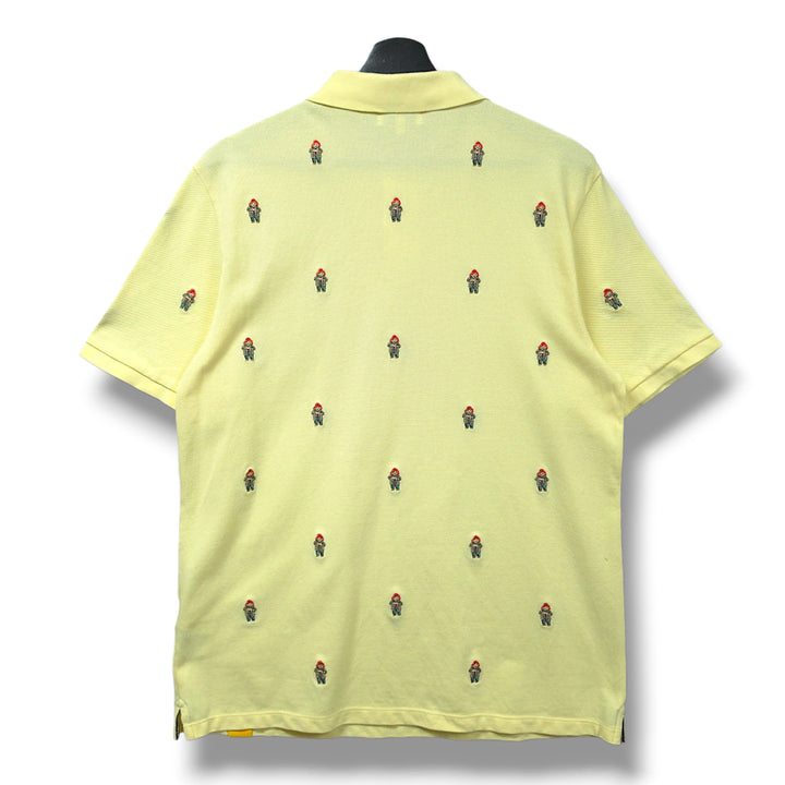 [BUNJANG] Hazzys Paddington Check Bear Embroidered Polo Shirt / [105] 헤지스 옐로우 패딩턴 체크베어 자수 PK 반팔 카라티셔츠