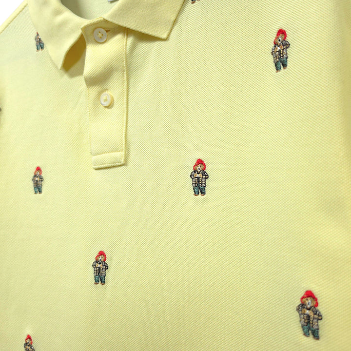 [BUNJANG] Hazzys Paddington Check Bear Embroidered Polo Shirt / [105] 헤지스 옐로우 패딩턴 체크베어 자수 PK 반팔 카라티셔츠