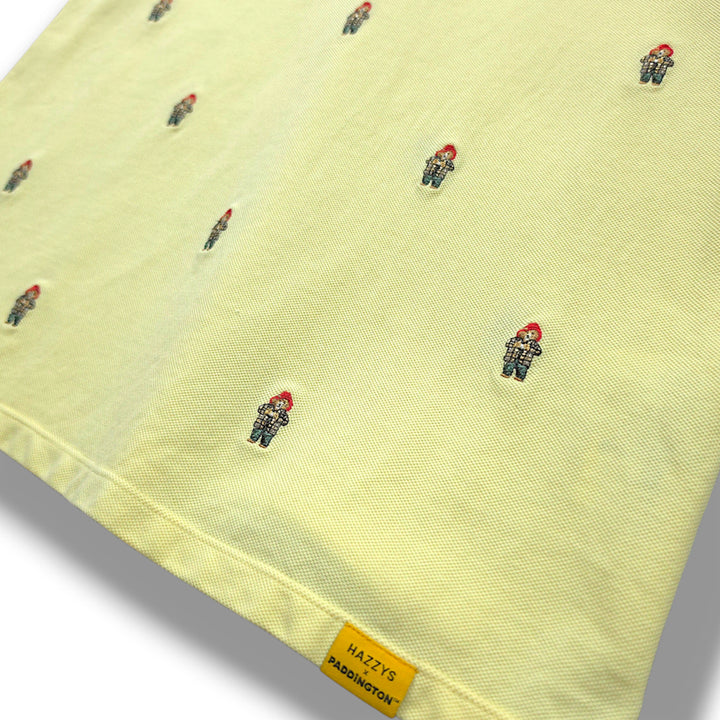 [BUNJANG] Hazzys Paddington Check Bear Embroidered Polo Shirt / [105] 헤지스 옐로우 패딩턴 체크베어 자수 PK 반팔 카라티셔츠