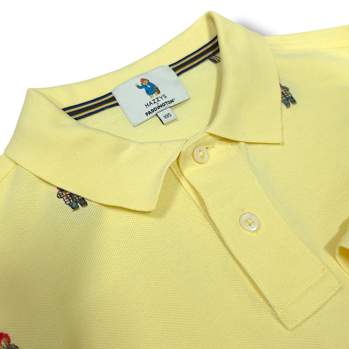 [BUNJANG] Hazzys Paddington Check Bear Embroidered Polo Shirt / [105] 헤지스 옐로우 패딩턴 체크베어 자수 PK 반팔 카라티셔츠