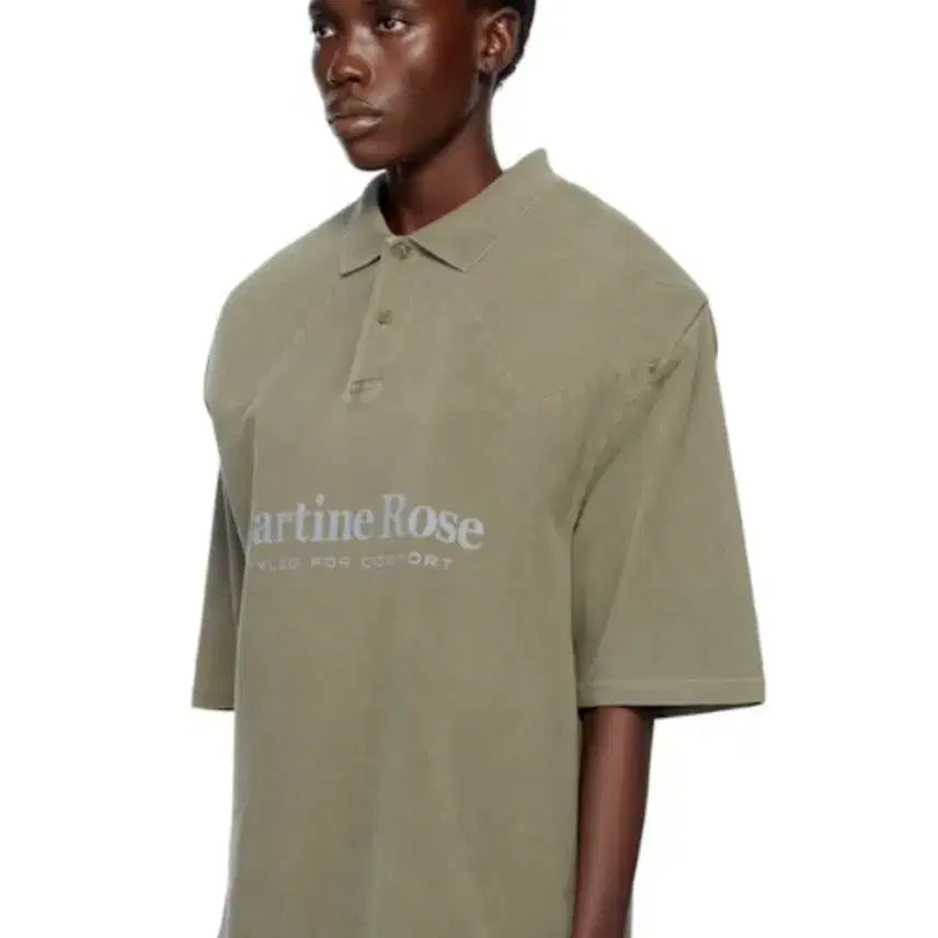 [BUNJANG] Martine Rose Shoulder Pad Polo Shirt Khaki / [L]Martine Rose 어깨패드 폴로 티셔츠 카키
