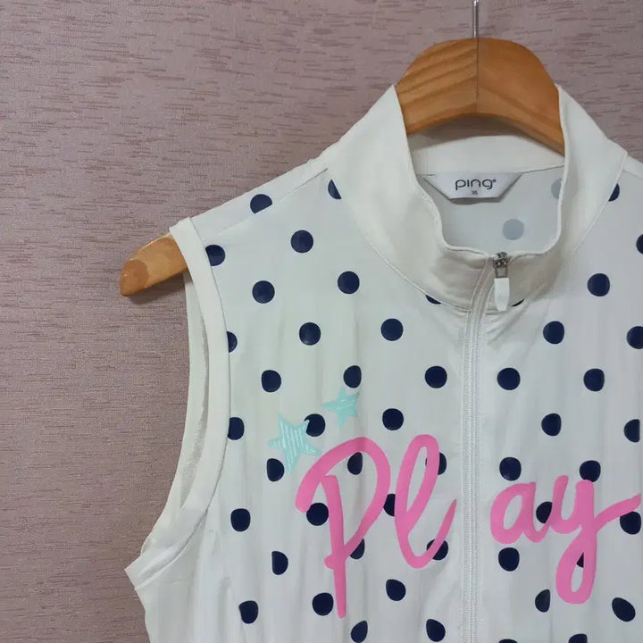 [BUNJANG] B4-24 Pink White Print Zip-up Vest / B4-24/핑 화이트 프린트 집업조끼