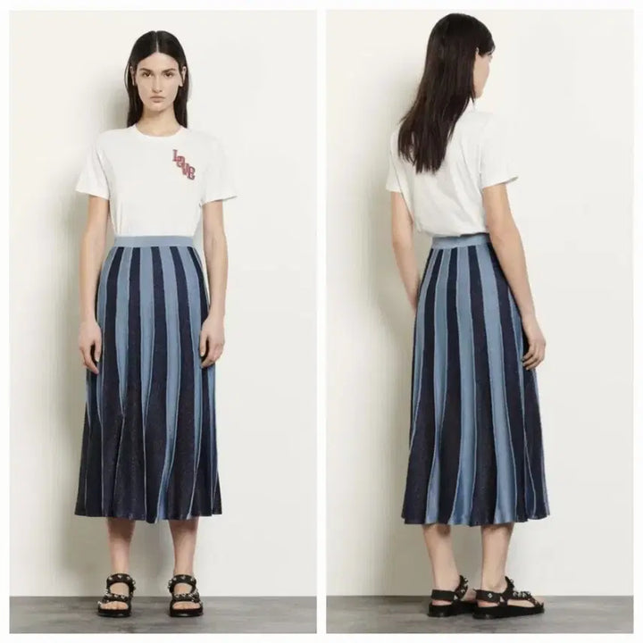 [BUNJANG] Sandro Blue Pearl Knit Banding Skirt / 산드로 블루펄 니트 밴딩스커트