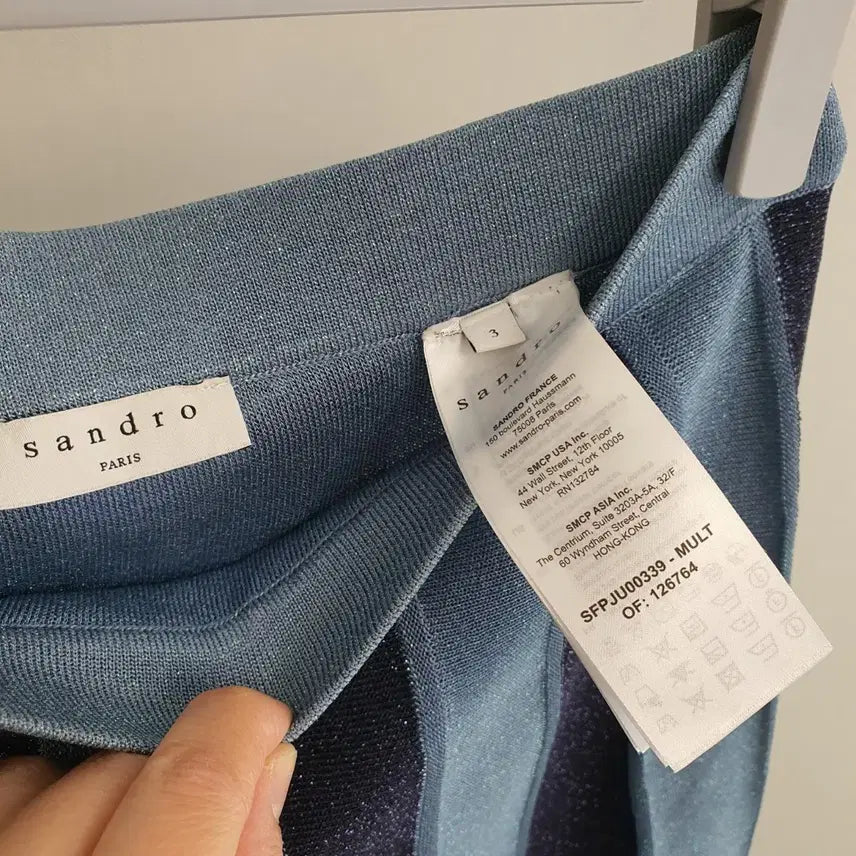 [BUNJANG] Sandro Blue Pearl Knit Banding Skirt / 산드로 블루펄 니트 밴딩스커트