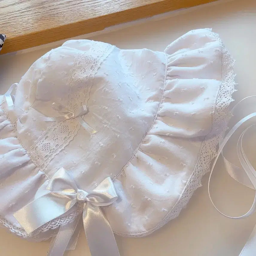 [BUNJANG] Lolita White Bonnet / 로리타화이트보닛