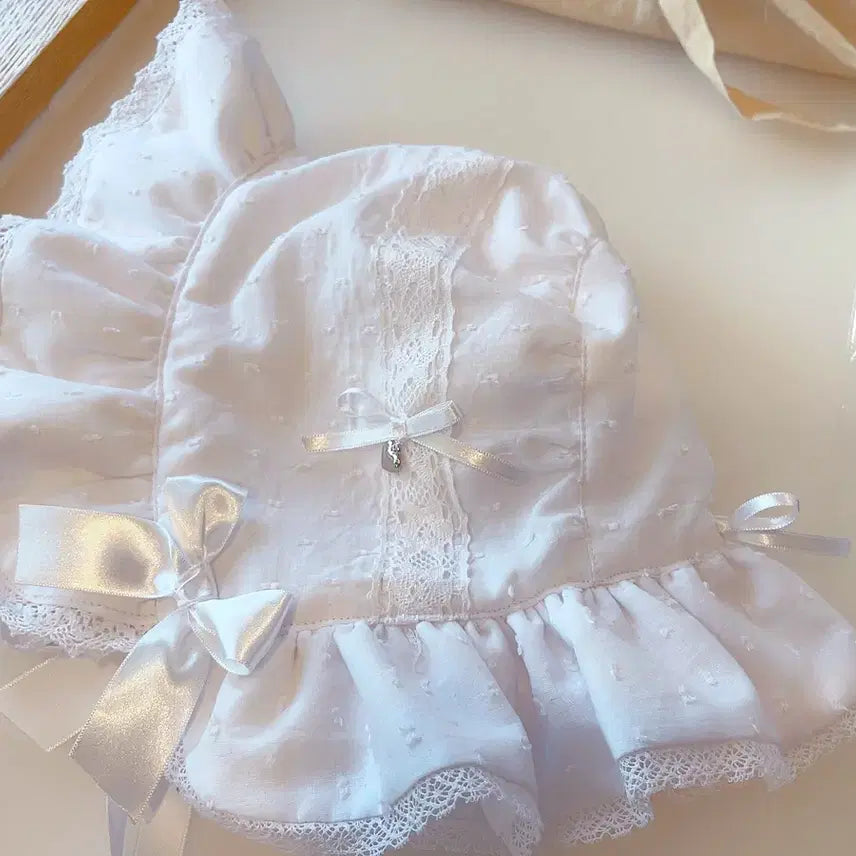 [BUNJANG] Lolita White Bonnet / 로리타화이트보닛