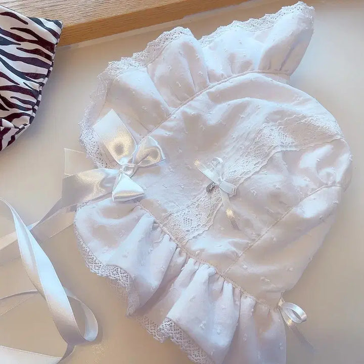 [BUNJANG] Lolita White Bonnet / 로리타화이트보닛