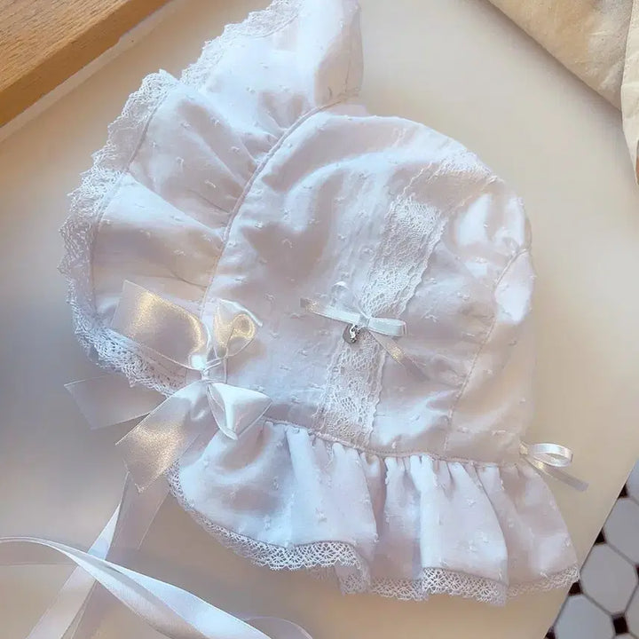 [BUNJANG] Lolita White Bonnet / 로리타화이트보닛