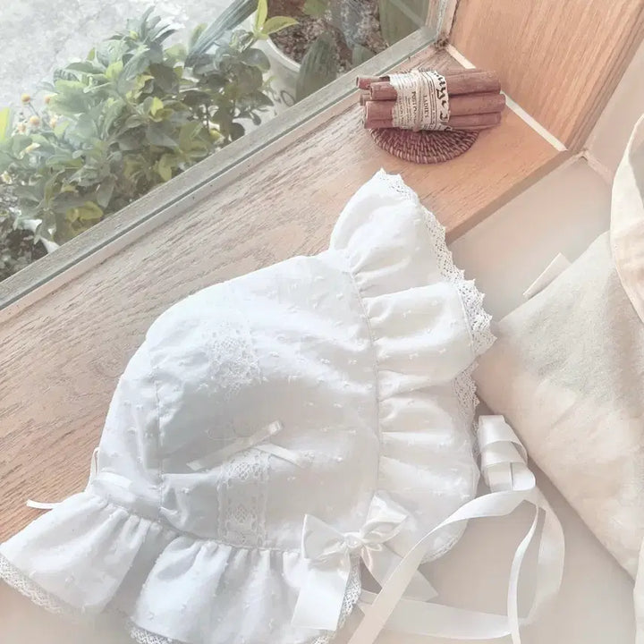 [BUNJANG] Lolita White Bonnet / 로리타화이트보닛
