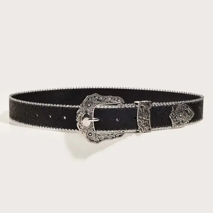 [BUNJANG] Cowgirl Leopard Pattern Western Belt / [빠른발송] 보헤미안 블랙 카우걸 레오파드 패턴 웨스턴 벨트