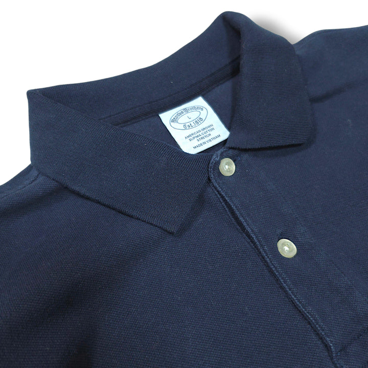 [SOLD OUT] [L] 브룩스브라더스 네이비 수피마코튼 스트레치 PK 반팔 카라티셔츠