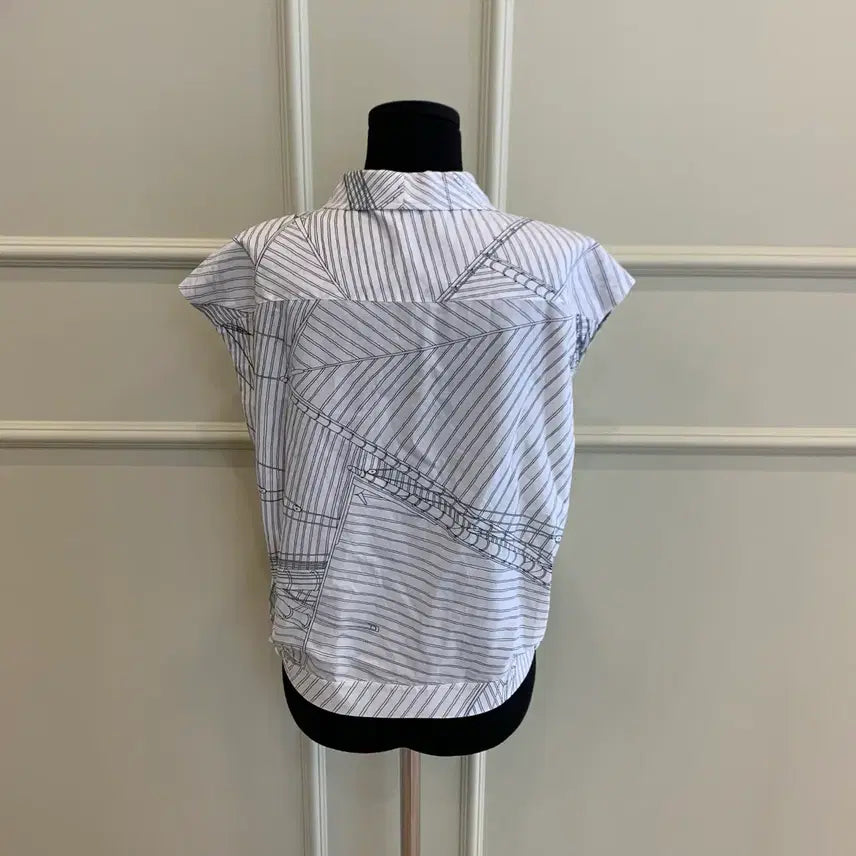 [SOLD OUT] 267000978 에르메스 여성 프린트 민소매 셔츠 블라우스 화이트 38
