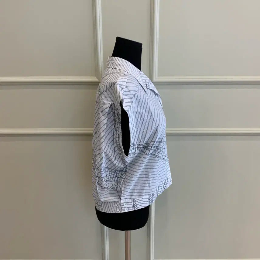 [SOLD OUT] 267000978 에르메스 여성 프린트 민소매 셔츠 블라우스 화이트 38