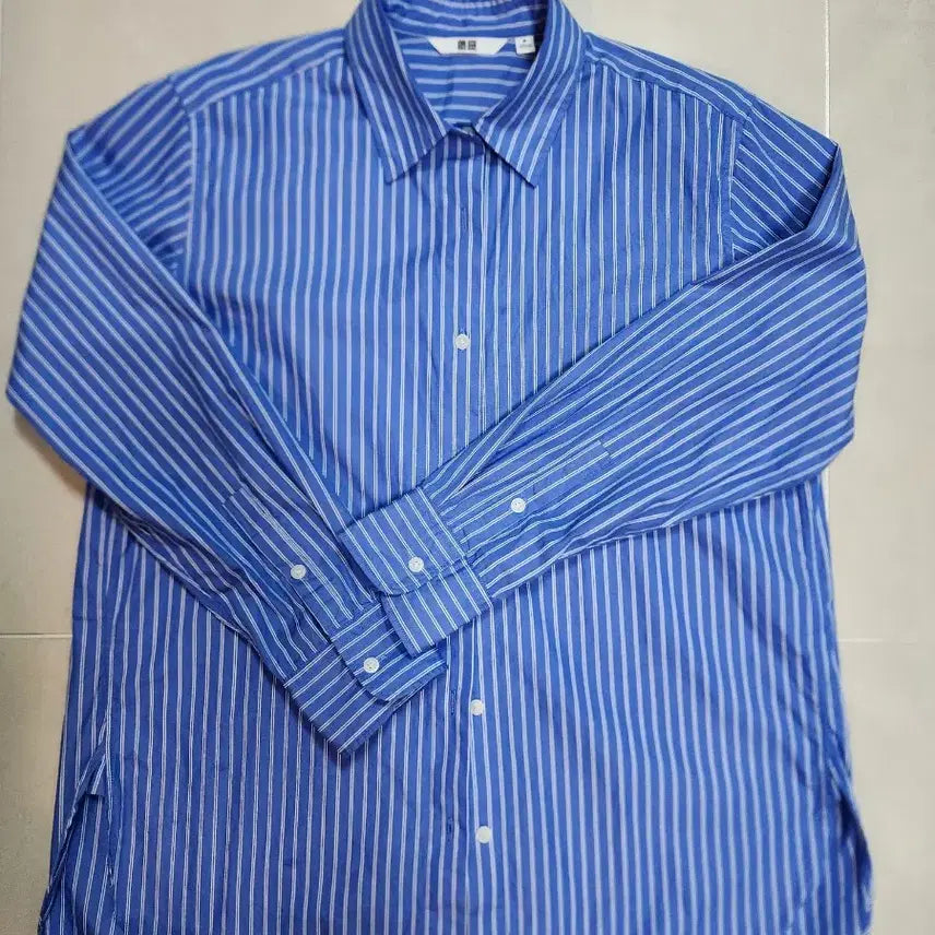 [BUNJANG] Uniqlo Blue Striped Shirt M / 유니클로 블루 스트라이프 셔츠 M