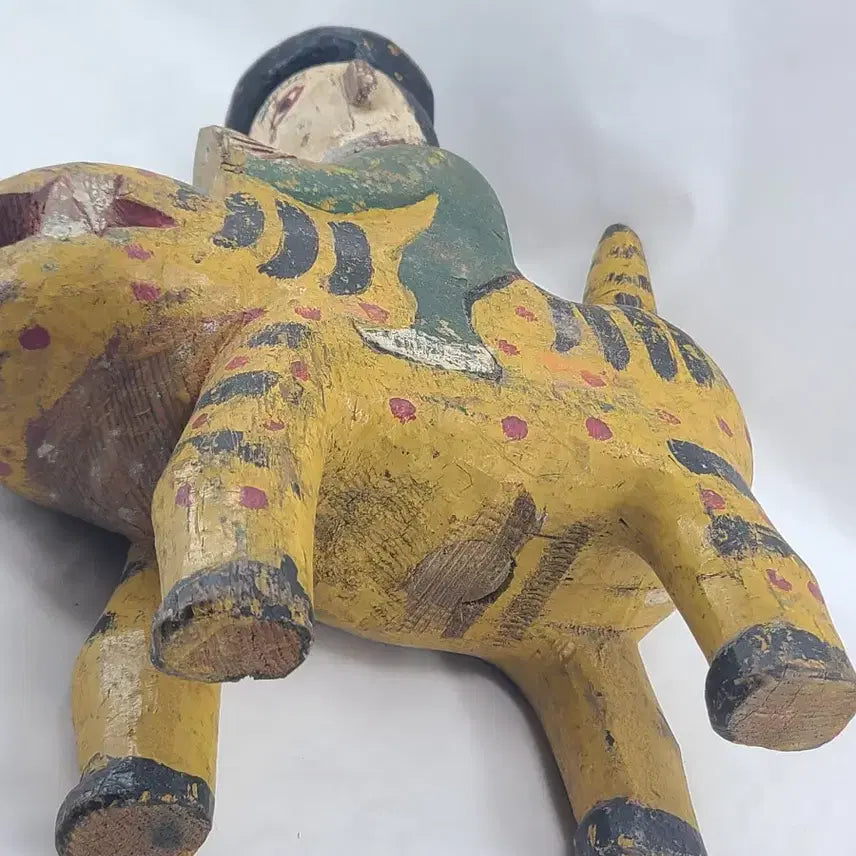 [BUNJANG] Wooden Tiger Rider Sculpture Ornament / 호랑이 탄 사람 나무 조각상 장식품